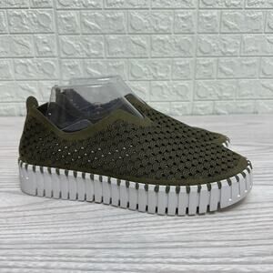 Ilse Jacobsen Tulip Platform Shoe WMNS EU 41 Green Perforated Sneaker Slip-On